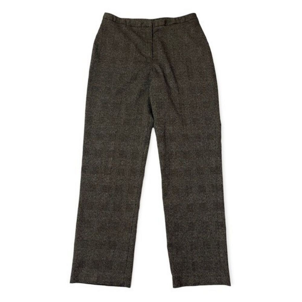 Kim Rogers Womens Brown Glen Plaid Straight Leg Dress Pants Size 12 Careerwear